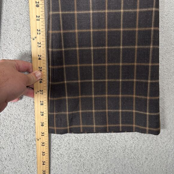 Womens Size Small Brown Plaid Pants Wide Leg Flare Dark Academia Heritage Basics - Picture 7 of 11